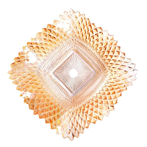 Indiana Glass Company Diamond Point Square Iridescent Marigold Carnival Glass Di - Picture 2 of 7